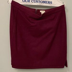 Beautiful burgundy J Crew wool mini skirt in perfect condition. Size 6